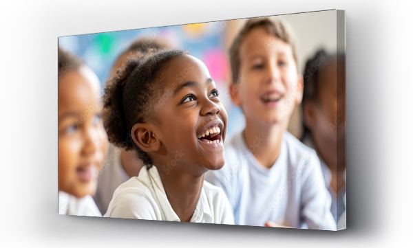 Wizualizacja Obrazu : #705570202 Joyful kids and teacher in class.