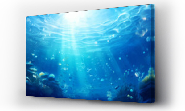 Wizualizacja Obrazu : #706422541 underwater scene with bubbles, Underwater background deep blue sea and beautiful underwater, Ai generated image