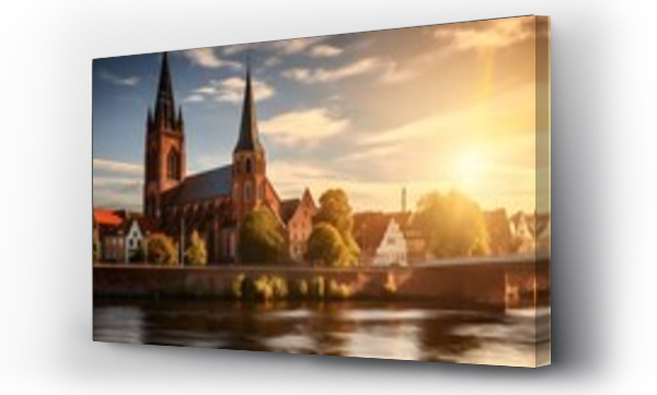 Wizualizacja Obrazu : #706513622 Church in german city Dieburg at sunlight