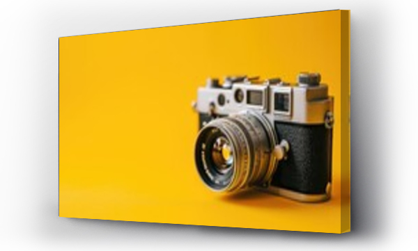 Wizualizacja Obrazu : #707177004 Retro camera on a yellow background, copy space.