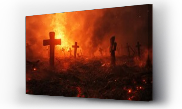 Wizualizacja Obrazu : #707460660 an image of some crosses, Intense fire, red flames of war