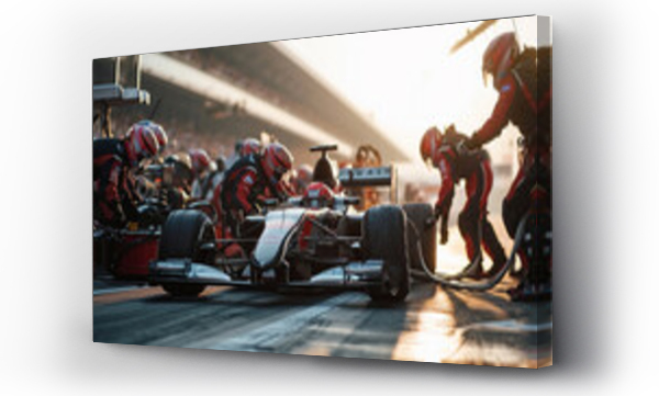 Wizualizacja Obrazu : #708862116 Race car pit crew in action highlighting automotive industry, AI Generated
