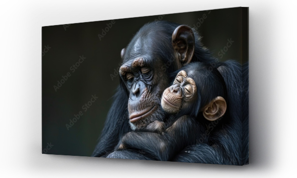 Wizualizacja Obrazu : #709249838 Charming photo of a Chimpanzee cuddling its young.
