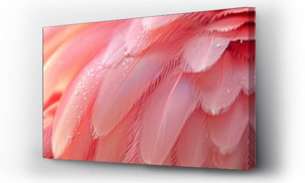Wizualizacja Obrazu : #709360681 Ultra close-up of pink flamingo feathers, fine texture, soft pink shades, subtle lighting