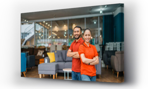 Wizualizacja Obrazu : #709526706 man and woman with crossed hands standing in front of furniture store department