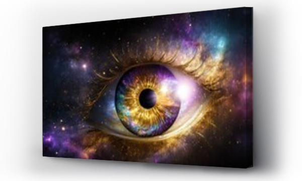 Wizualizacja Obrazu : #709625149 Eye with galaxy in the iris and universe in the background