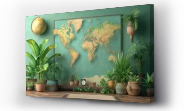 Wizualizacja Obrazu : #709788656 Map world on a wooden board, Wanderlust, Travel, World Map Icon, Travel Essentials, Earthy Tones, Greens, Warm Travel Lamp Light