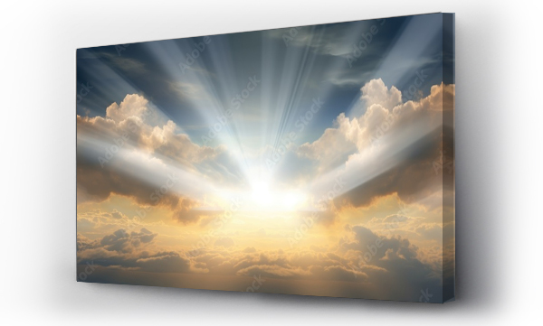Wizualizacja Obrazu : #710004310 Cloudy sky with intersecting sunbeams.