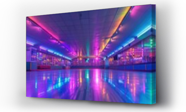 Wizualizacja Obrazu : #710151993 retro roller skating rink with colorful lights and disco music