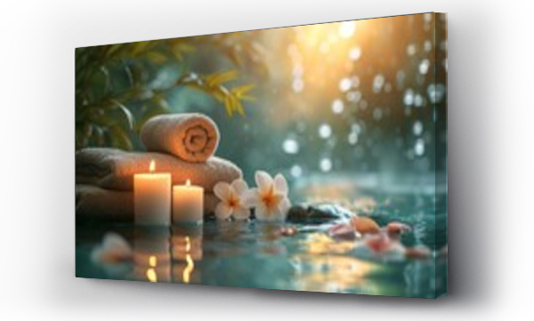 Wizualizacja Obrazu : #710556281 Spa treatments, massages, and calming spa environments supplies zen stones and water spa of deep relaxation and tranquility and with space for text concepts. spa background