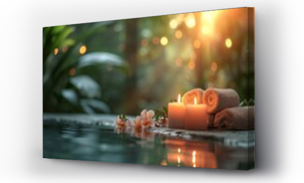 Wizualizacja Obrazu : #710557888 Spa treatments, massages, and calming spa environments supplies zen stones and water spa of deep relaxation and tranquility and with space for text concepts. spa background