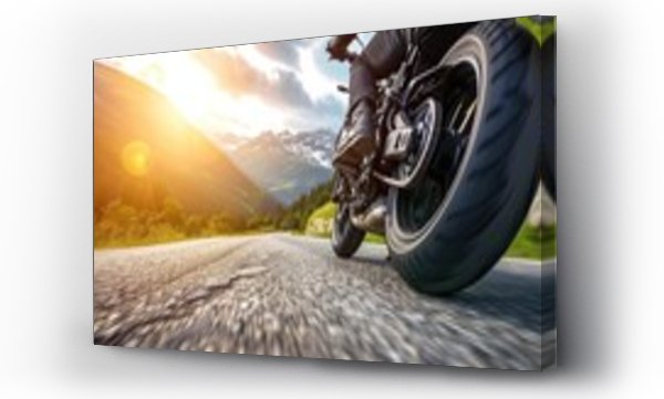 Wizualizacja Obrazu : #710965910 Modern motorbike on a road driving fast at a sunny day