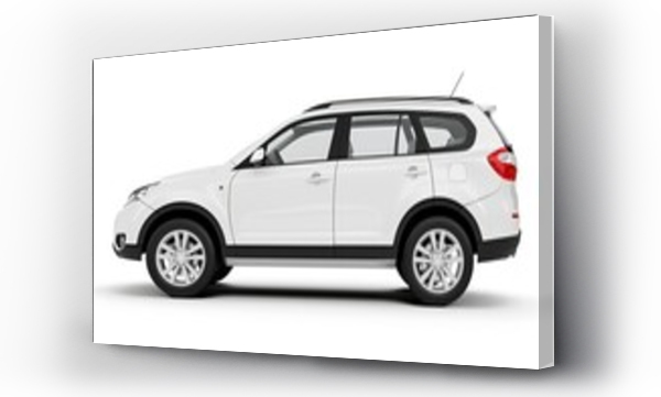 Wizualizacja Obrazu : #711540049 White SUV car isolated on white background with clipping path. Side view.