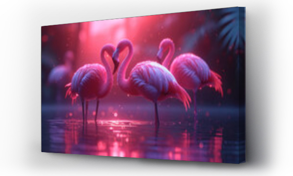 Wizualizacja Obrazu : #711777992 color pink flamingo animal 3d simple background