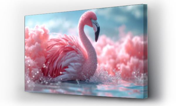 Wizualizacja Obrazu : #711778475 color pink flamingo animal 3d simple background