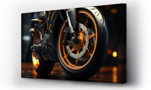 Wizualizacja Obrazu : #711783626 Sports motorcycle wheel close up