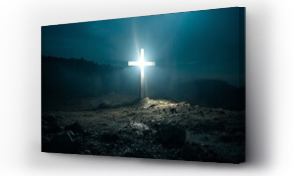 Wizualizacja Obrazu : #712095522 Golgotha. Holy cross shining and symbolizing the death and resurrection