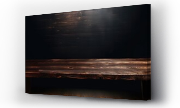Wizualizacja Obrazu : #712106015 Advertising concept with dark room and wooden table