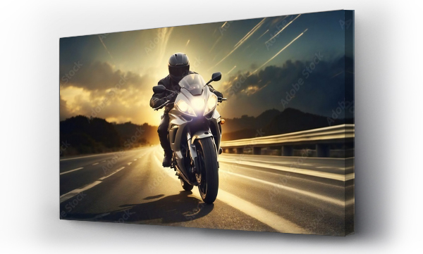 Wizualizacja Obrazu : #712212859 motorbike rider is speeding on the highway
