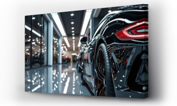 Wizualizacja Obrazu : #712833727 Sleek luxury cars showcased under the bright, modern lighting of a high-end car dealerships polished showroom floor.