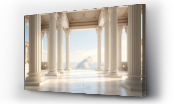 Wizualizacja Obrazu : #712863299 ancient Greek architecture with pillars and a classical marble interior for showcasing a product.