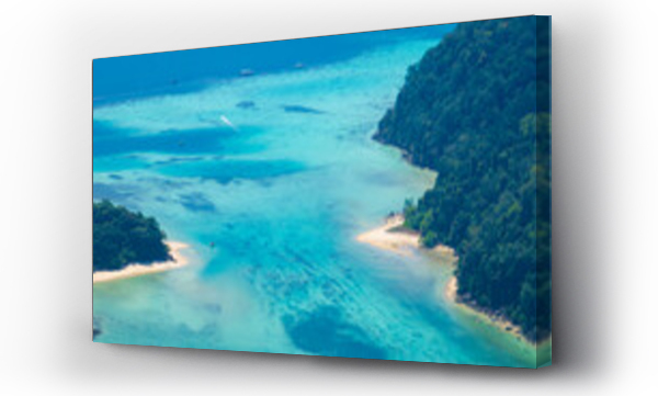 Wizualizacja Obrazu : #713104679 The aerial view with tropical seashore island in turquoise sea Amazing nature landscape