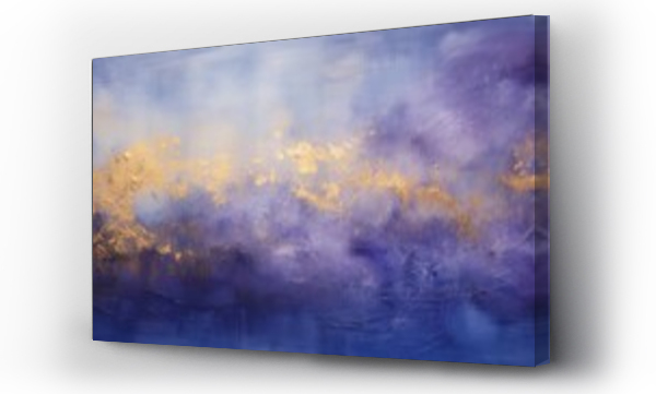 Wizualizacja Obrazu : #713171713 Abstract dark blue , violet and gold painting on canvas background