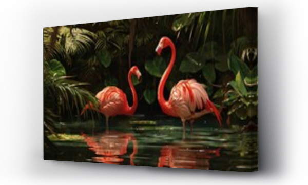 Wizualizacja Obrazu : #713491717 beautiful flamingos walking on water