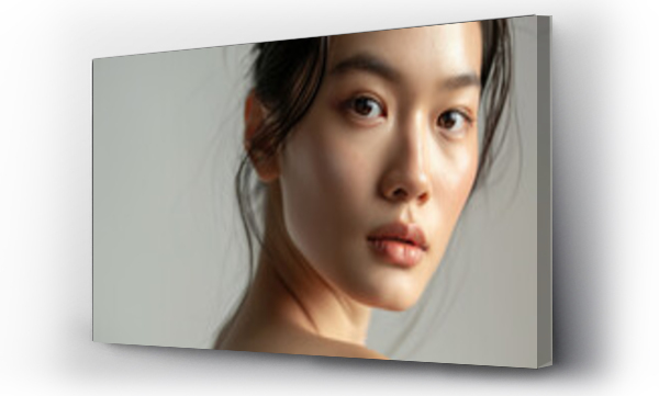 Wizualizacja Obrazu : #714484006 Studio portrait photo of Asian woman with beautiful facial skin with minimal make up use for skin care product commercial advertising.