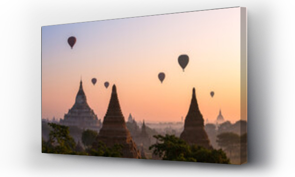 Wizualizacja Obrazu : #715156006 Hot air ballons over the temples of Bagan at sunrise, Myanmar