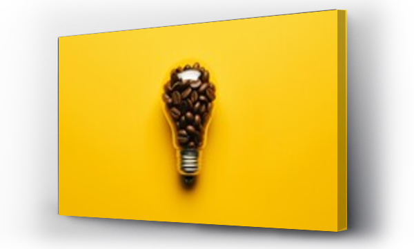 Wizualizacja Obrazu : #715475115 Caffeine creativity: illuminating concepts with a coffee bean light bulb on vibrant yellow background - good ideas start with great coffee