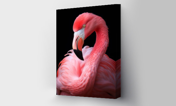 Wizualizacja Obrazu : #716291418 closeup of flamingo isolate on black background