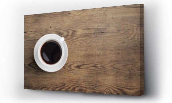 Wizualizacja Obrazu : #71671657 Black coffee cup on old wooden table top view