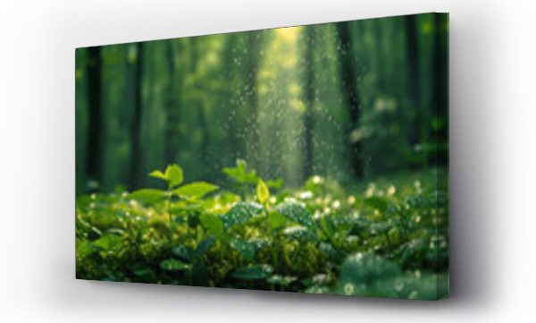 Wizualizacja Obrazu : #717949714 rain in the forest banner with copy space