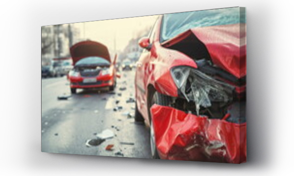 Wizualizacja Obrazu : #718150434 Collision of two cars, accident, damage to a vehicle. Speeding on road, drunk driving, crash car