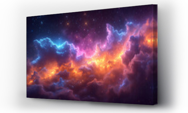 Wizualizacja Obrazu : #719095035 Beautiful colorful galaxy clouds nebula background wallpaper, space and cosmos or astronomy concept, supernova, night stars hd