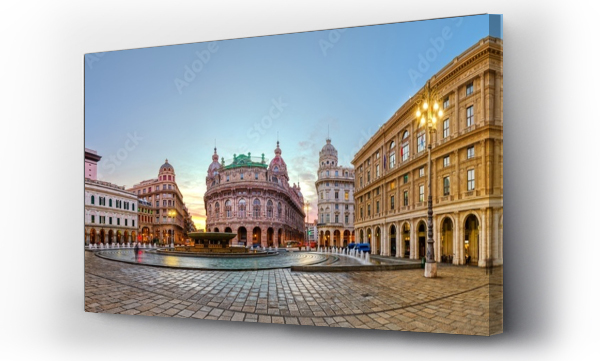 Wizualizacja Obrazu : #720454557 Genoa, Italy Plaza and Fountain in the Morning