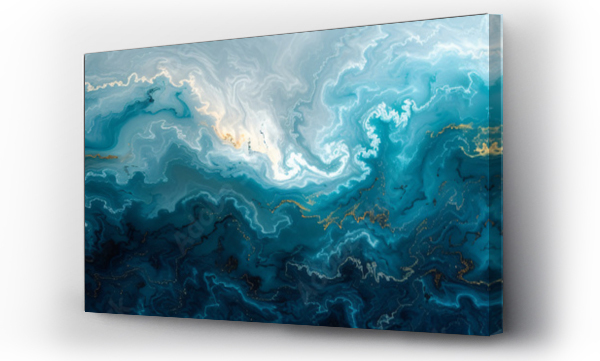 Wizualizacja Obrazu : #723382840 Turquoise and Gold Marble Texture Panorama. Luxury abstract for interior design, fluid art wallpaper, and creative background concept
