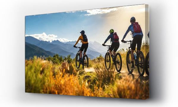 Wizualizacja Obrazu : #723392149 Mountain Bikers Riding in the Highlands. Active Lifestyle concept.