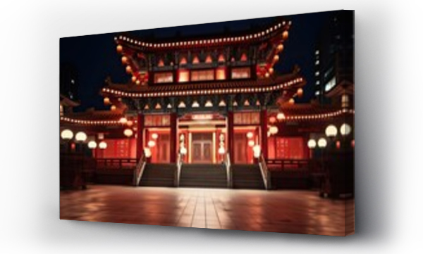 Wizualizacja Obrazu : #723612690 Oriental Red Building with Asian Decor - Palace or Temple?