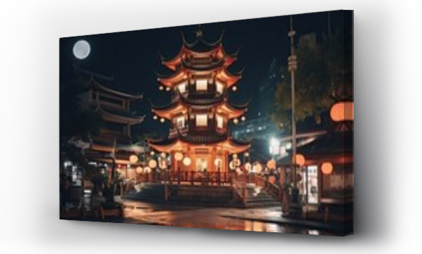 Wizualizacja Obrazu : #723612842 Asian-inspired temple at night