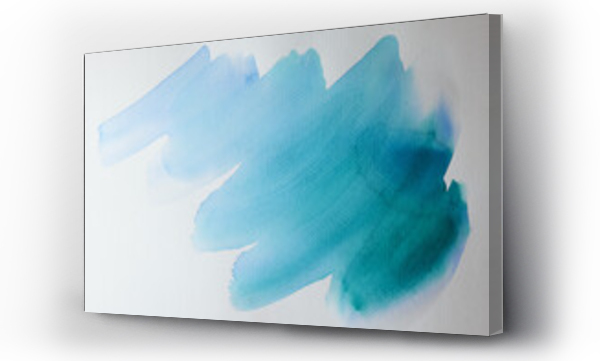 Wizualizacja Obrazu : #723695836 Elementi astratti realizzati ad acquerello: pennellate verde azzurro dipinte su carta 