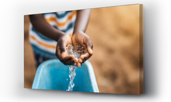 Wizualizacja Obrazu : #723838112 African childs hands at a clean water faucet, symbolizing access to essential resources and hope for a brighter future in Africa
