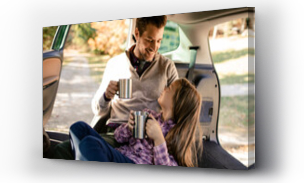 Wizualizacja Obrazu : #724144804 Father and daughter camping in their car in nature