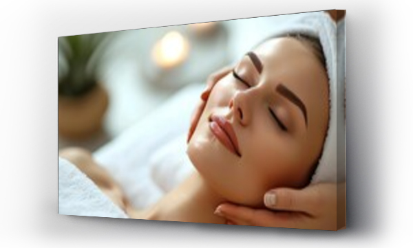 Wizualizacja Obrazu : #724222478 beautifil woman receiving facial massage and relaxing at spa