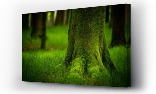 Wizualizacja Obrazu : #725139434 Moss-covered tree in forest meadow, Eppishausen, Unterallgaeu, Bavaria, Germany, Europe