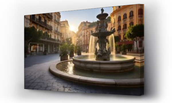 Wizualizacja Obrazu : #725618804 Genoa, Italy Plaza and Fountain in the Morning
