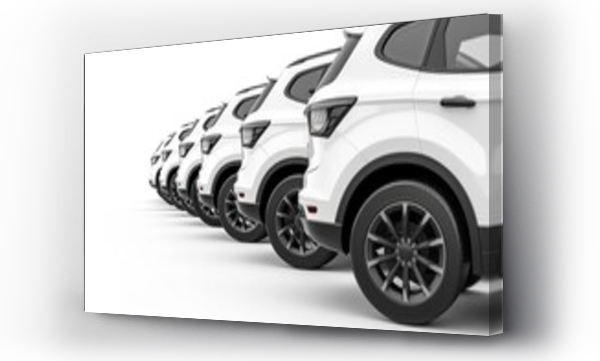 Wizualizacja Obrazu : #726042216 Luxury offroad car fleet in a row devoid of branding isolated on a white background