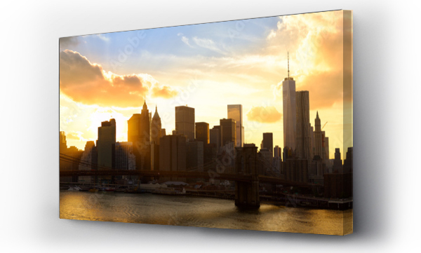 Wizualizacja Obrazu : #72679414 Manhattan panorama with Brooklyn Bridge at sunset, New York