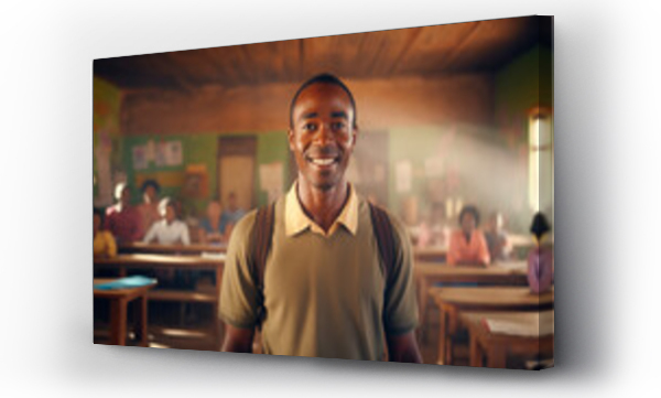 Wizualizacja Obrazu : #727732785 Young positive teacher in an African village school.